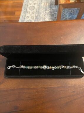 Samuel B. Green and Sterling gemstone Bead Charm Bracelet with 18K accents